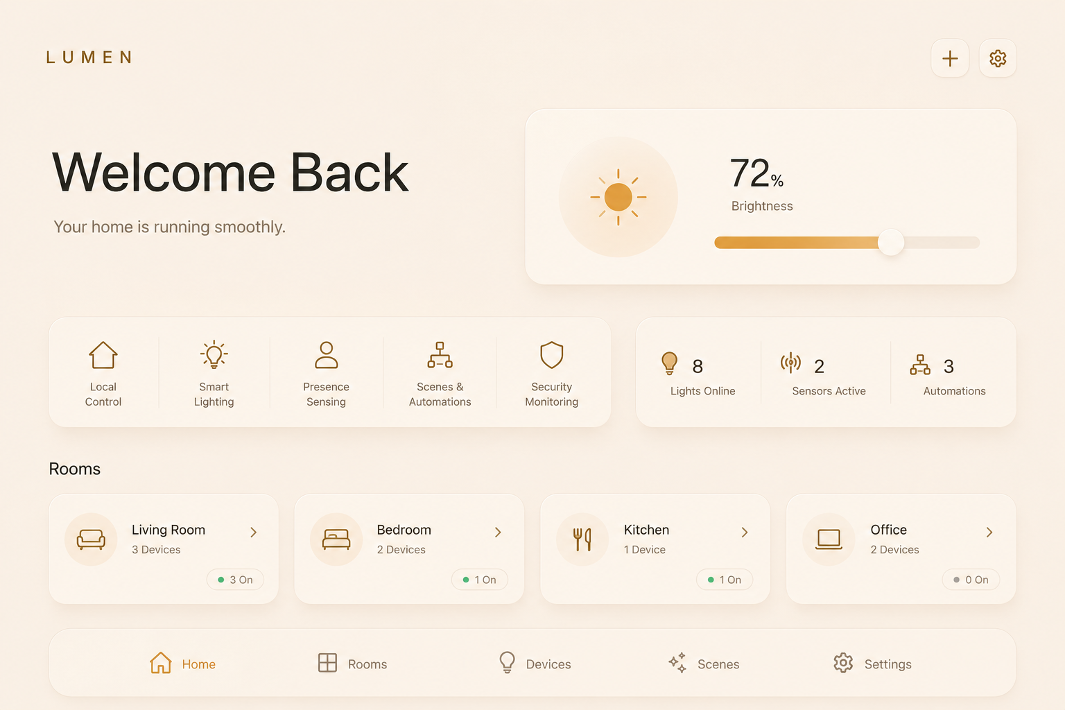 Lumen room-control interface preview